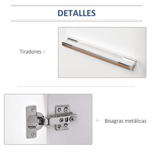 HOMCOM Armário de Armazenamento Moderno Móvel para Armazenamento com Rodas Armário e Prateleiras 60x35x65cm Branco