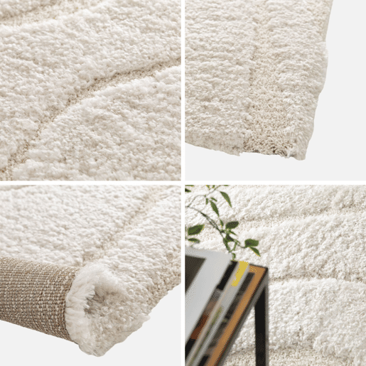 Tappy interior shaggy padrão com relevo creme, Amy, 170x120x3.5 cm