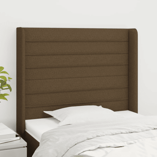 vidaXL Cabeceira cama c abas tecido 83x16x118128 cm castanho-escuro vidaXL Cabeceira cama c abas tecido 83x16x118128 cm castanho-escuro