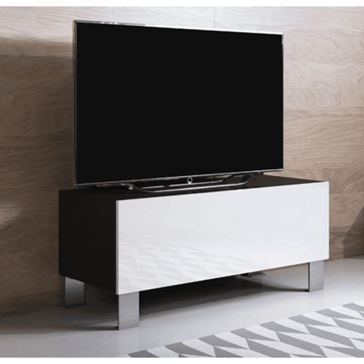Móvel TV Sala de estar e jantar PretoBranco 100x40x42 1 porta Luke H1 Muebles Bonitos
