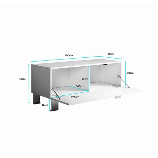 Móvel TV Sala de estar e jantar PretoBranco 100x40x42 1 porta Luke H1 Muebles Bonitos