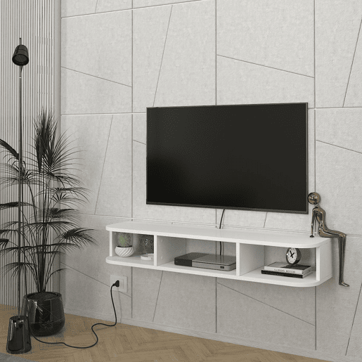 Prateleira de parede para TV Oundsvas 120x30x19 cm Branco en.casa