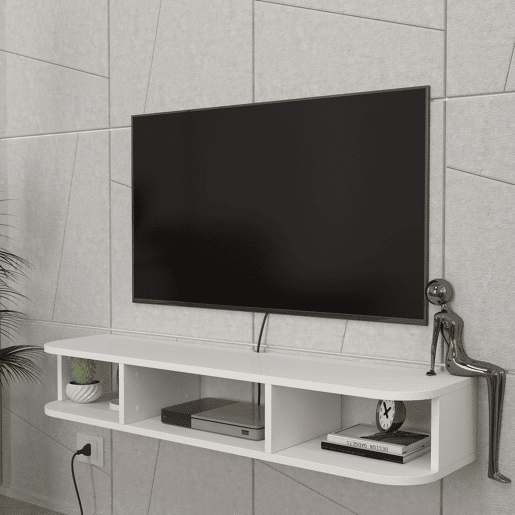 Prateleira de parede para TV Oundsvas 120x30x19 cm Branco en.casa