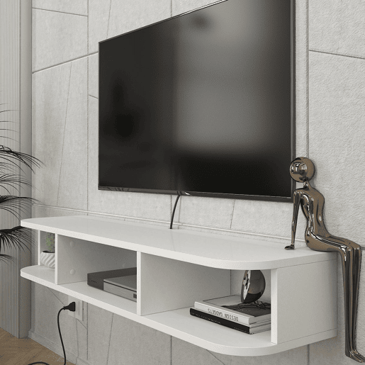 Prateleira de parede para TV Oundsvas 120x30x19 cm Branco en.casa