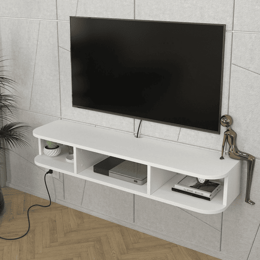 Prateleira de parede para TV Oundsvas 120x30x19 cm Branco en.casa