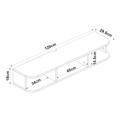 Prateleira de parede para TV Oundsvas 120x30x19 cm Branco en.casa