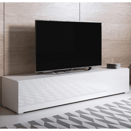 Móvel TV Sala de estar e jantar Branco 160x40x32 1 porta Luke H2 Muebles Bonitos
