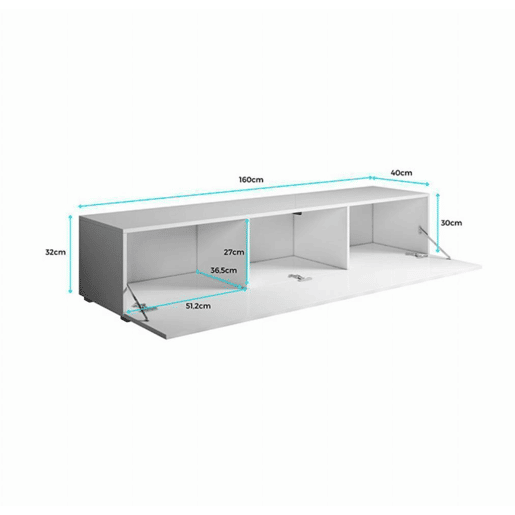 Móvel TV Sala de estar e jantar Branco 160x40x32 1 porta Luke H2 Muebles Bonitos