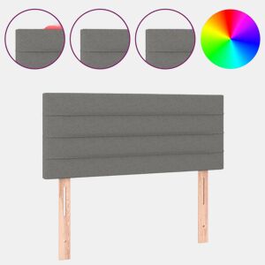 vidaXL Cabeceira de cama c luzes LED tecido 80x5x7888cm cinza-escuro