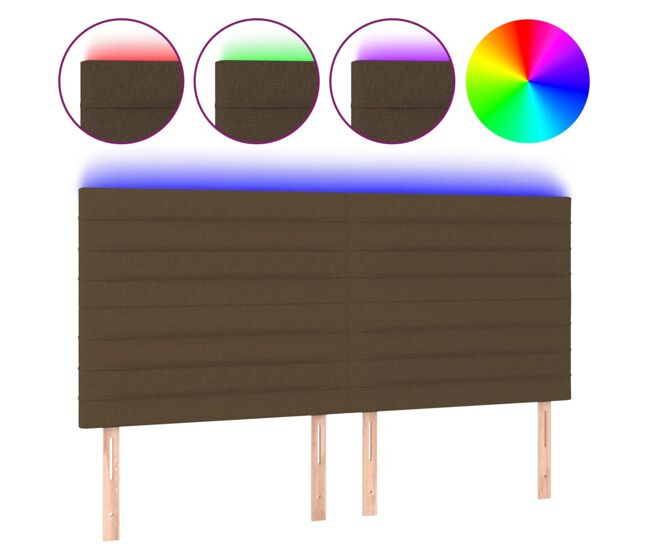 Vidaxl cabecero con luces led tela marrón oscuro 160x5x118/128 cm
