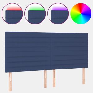 vidaXL Cabeceira de cama c luzes LED tecido 180x5x118128 cm azul