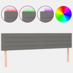 vidaXL Cabeceira de cama cluzes LED tecido 180x5x7888cm cinza-escuro