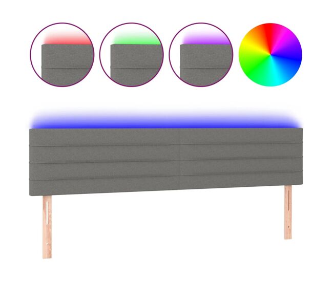 Vidaxl cabecero con led de tela gris oscuro 180x5x78/88 cm