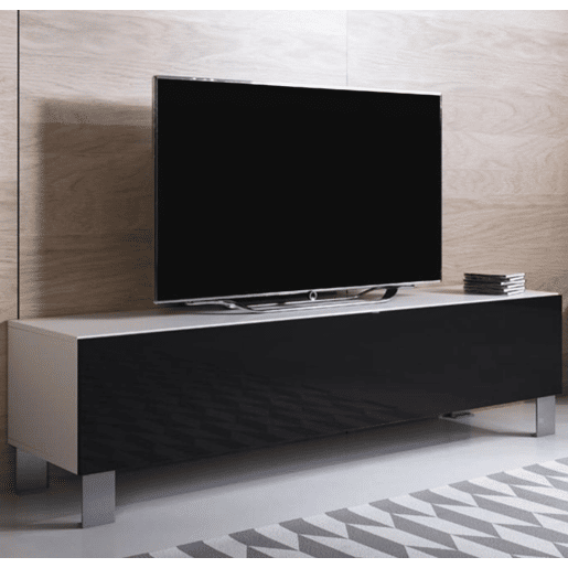 Móvel TV Sala de estar e jantar BrancoPreto 160x40x42 1 porta Luke H2 Muebles Bonitos