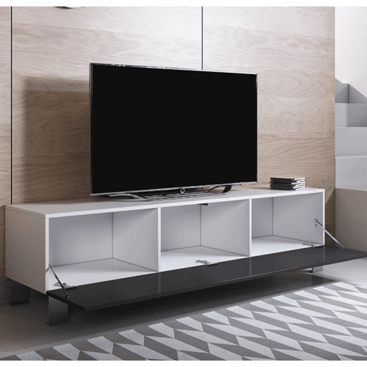Móvel TV Sala de estar e jantar BrancoPreto 160x40x42 1 porta Luke H2 Muebles Bonitos