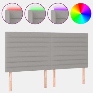 vidaXL Cabeceira de cama c LED tecido 160x5x118128 cm cinza-claro