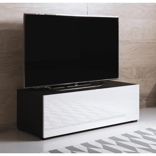 Móvel TV Sala de estar e jantar PretoBranco 100x40x32 1 porta Luke H1 Muebles Bonitos