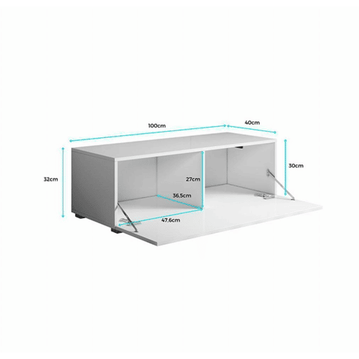 Móvel TV Sala de estar e jantar PretoBranco 100x40x32 1 porta Luke H1 Muebles Bonitos