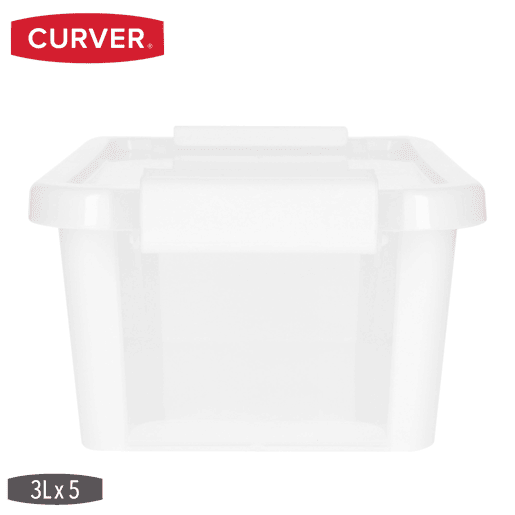 Curver Pack 5 caixas de arrumação com tampa Bi-Box 3L branco