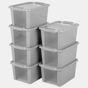 Curver Pack 7 caixas de arrumação com tampa Bi-Box 11L cinzento