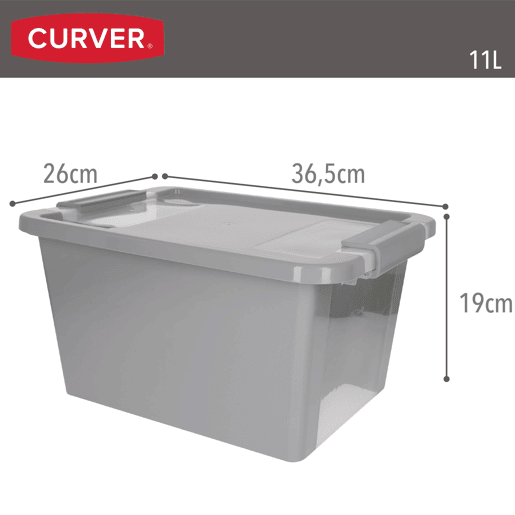 Curver Pack 7 caixas de arrumação com tampa Bi-Box 11L cinzento
