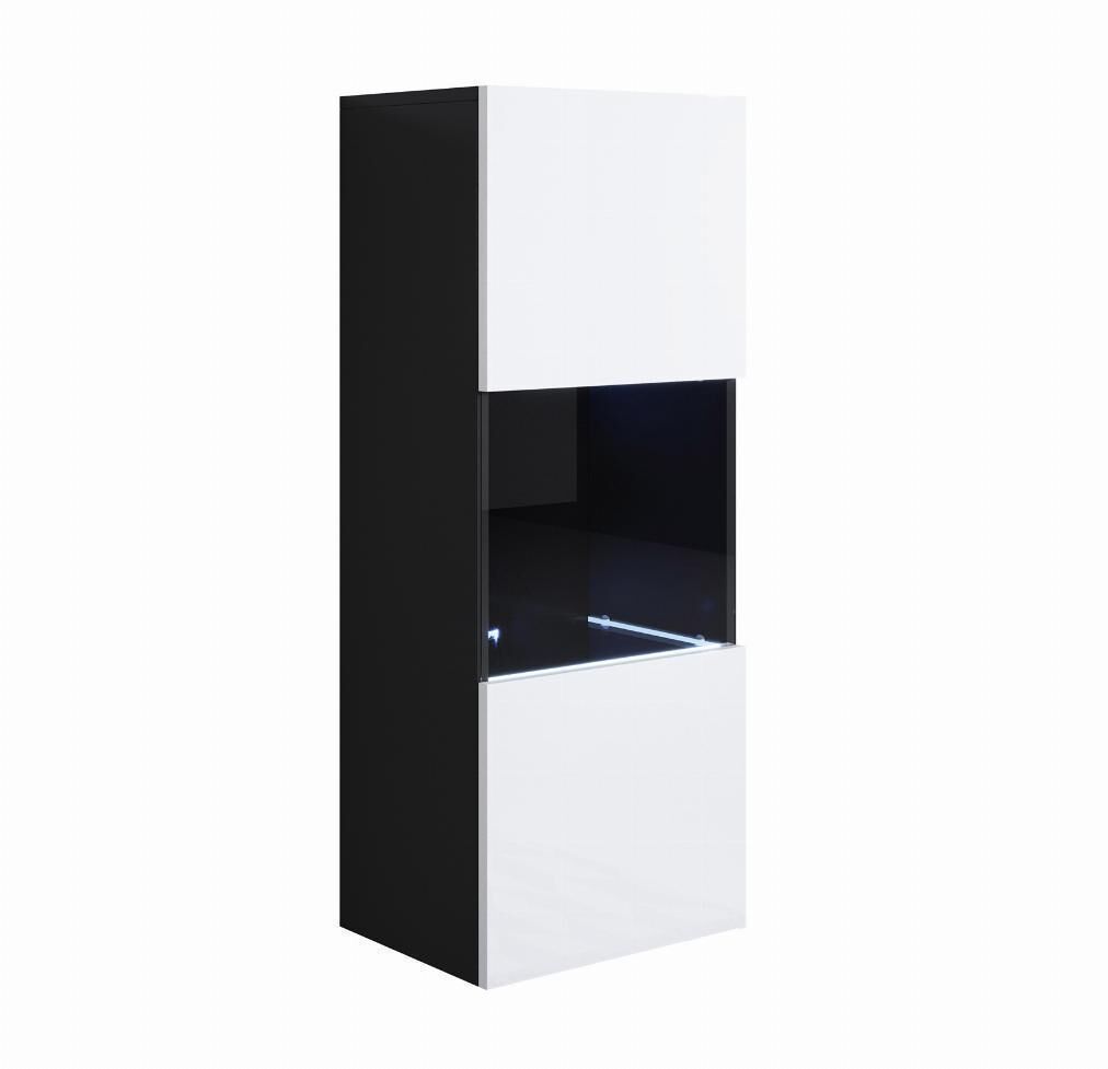 Vitrina salón comedor negro/blanco 40x29x126 1 puerta led luke v3 muebles bonitos