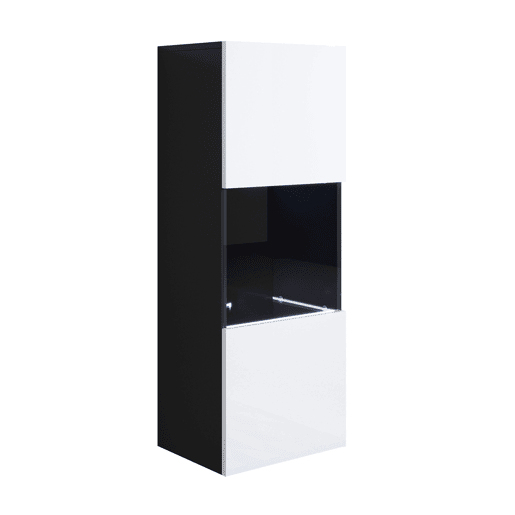 Vitrine Sala de estar e jantar PretoBranco 40x29x126 1 porta LED Luke V3 Muebles Bonitos