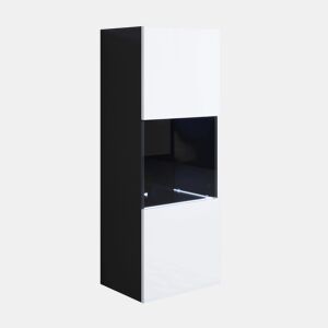 Vitrine Sala de estar e jantar PretoBranco 40x29x126 1 porta LED Luke V3 Muebles Bonitos