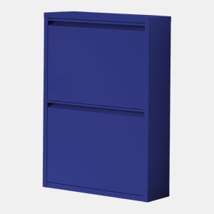 Sapateira Sokndal com 2 portas 71x50x15 cm metal - Azul escuro en.casa