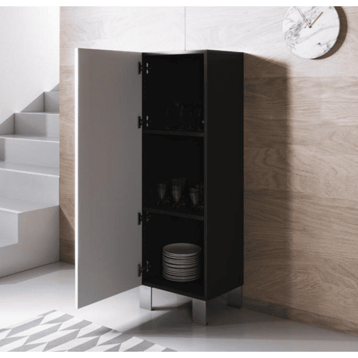 Vitrine Sala de estar e jantar PretoBranco 40x29x138 1 porta Luke V1 Muebles Bonitos