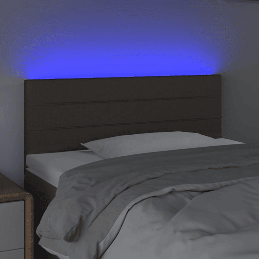 vidaXL Cabeceira cama luzes LED tecido 100x5x7888cm cinza-acastanhado