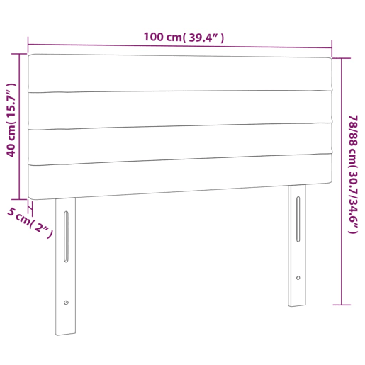 vidaXL Cabeceira cama luzes LED tecido 100x5x7888cm cinza-acastanhado
