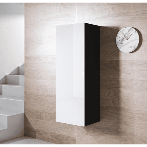 Vitrine Sala de estar e jantar PretoBranco 40x29x126 1 porta Luke V1 Muebles Bonitos