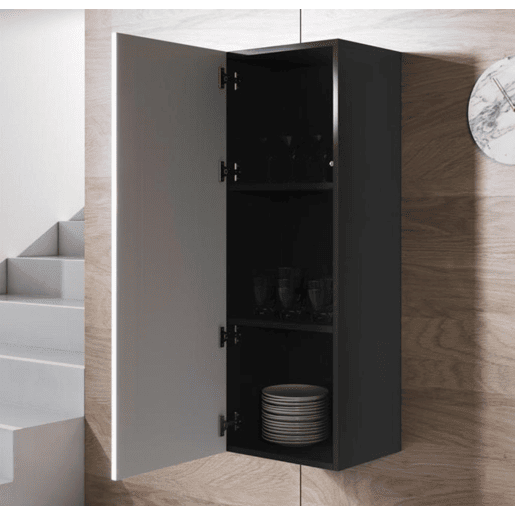 Vitrine Sala de estar e jantar PretoBranco 40x29x126 1 porta Luke V1 Muebles Bonitos