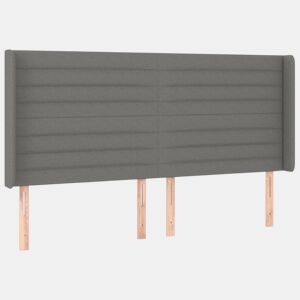 vidaXL Cabeceira cama c abas tecido 203x16x118128 cm cinzento-escuro