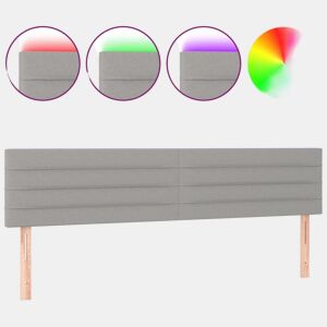 vidaXL Cabeceira de cama cluzes LED tecido 180x5x7888 cm cinza-claro