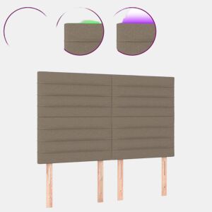 vidaXL Cabeceira cama c LED tecido 144x5x118128 cm cinza-acastanhado