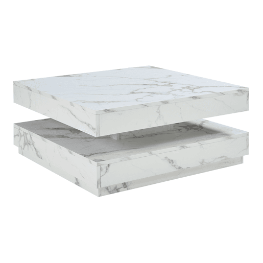 Mesa de centro Florenz tampo giratório 76x76x38 cm Mármore branco en.casa