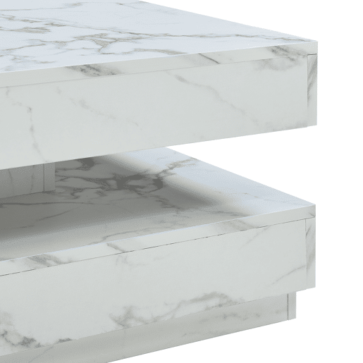 Mesa de centro Florenz tampo giratório 76x76x38 cm Mármore branco en.casa