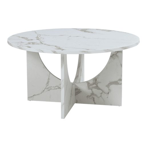 Mesa de centro Rindal redonda Ø80x42 cm Aspeto de mármore branco en.casa