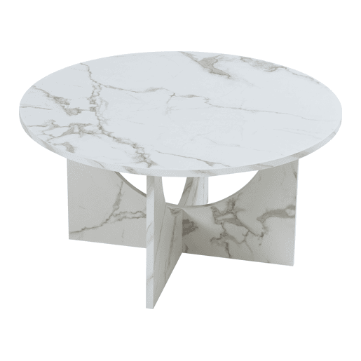 Mesa de centro Rindal redonda Ø80x42 cm Aspeto de mármore branco en.casa