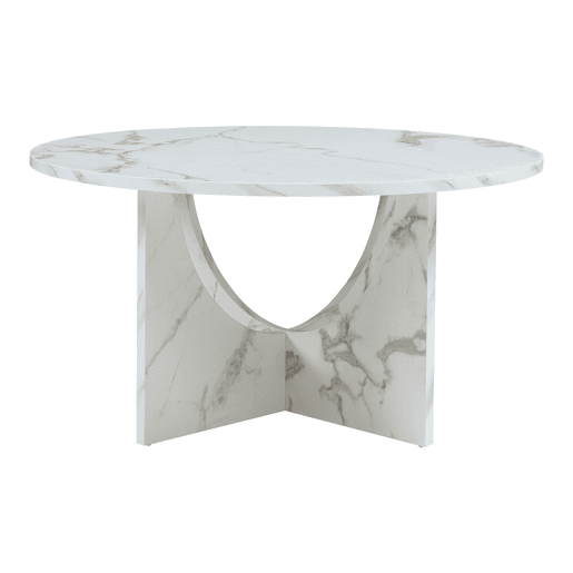 Mesa de centro Rindal redonda Ø80x42 cm Aspeto de mármore branco en.casa