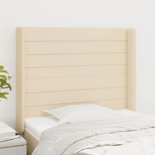 vidaXL Cabeceira de cama c abas tecido 83x16x118128 cm creme