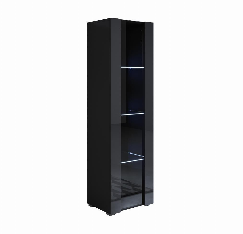 Vitrina salón comedor negro 40x29x167 1 puerta led luke v5 muebles bonitos