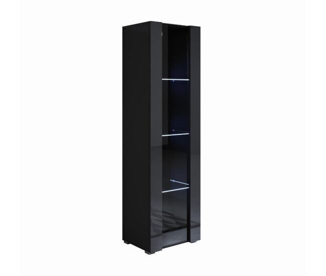 Vitrina salón comedor negro 40x29x167 1 puerta led luke v5 muebles bonitos