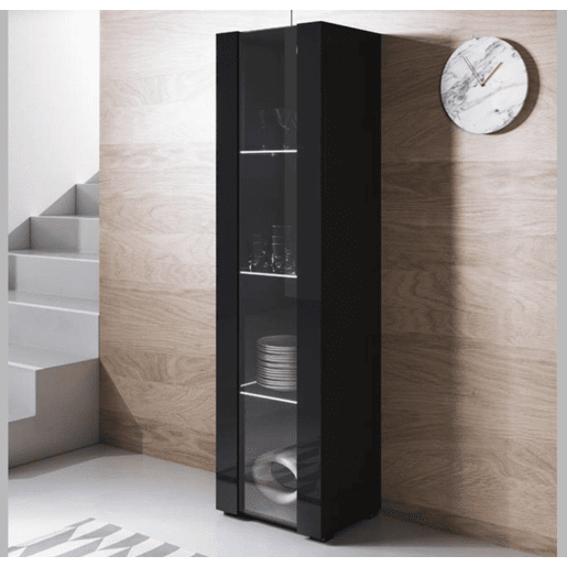 Vitrine Sala de estar e jantar Preto 40x29x167 1 porta LED Luke V5 Muebles Bonitos