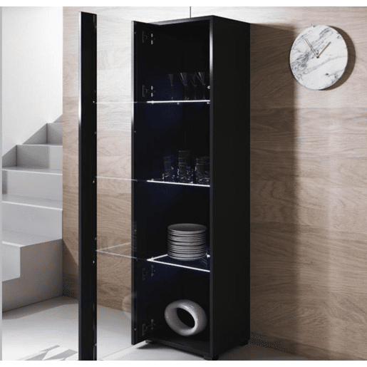 Vitrine Sala de estar e jantar Preto 40x29x167 1 porta LED Luke V5 Muebles Bonitos