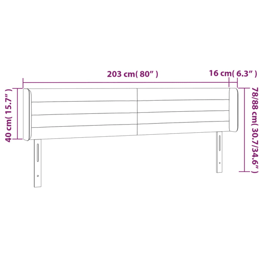vidaXL Cabeceira de cama c abas tecido 183x16x7888 cm cinzento-claro