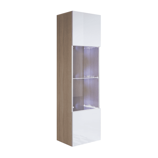 Vitrine Sala de estar e jantar SonomaBranco 40x29x165 1 porta LED Luke V6 Muebles Bonitos