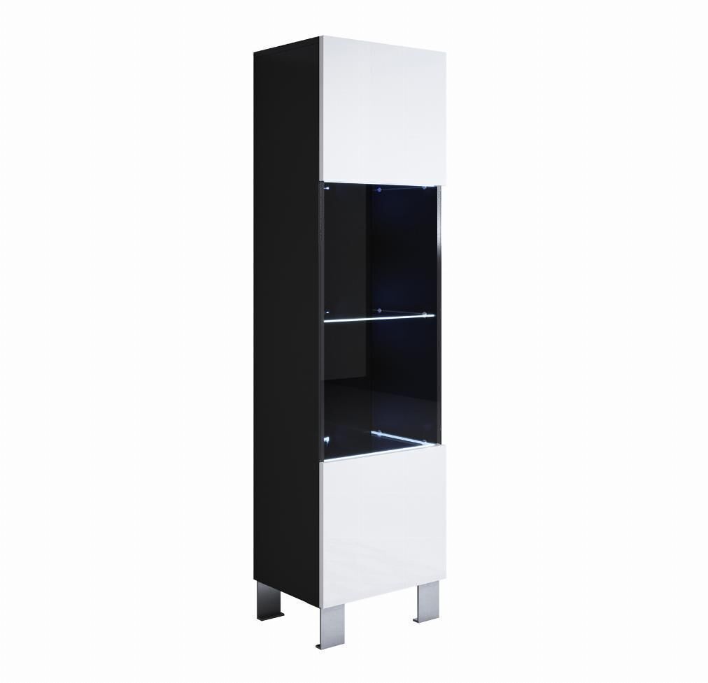 Vitrina salón comedor negro/blanco 40x29x177 1 puerta led luke v6 muebles bonitos